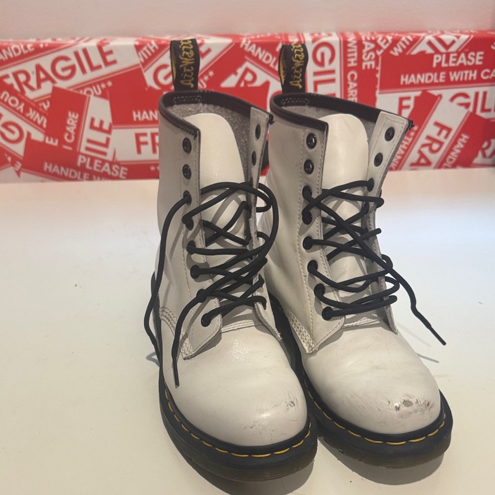 Dr. Martens White Boots with Black Laces